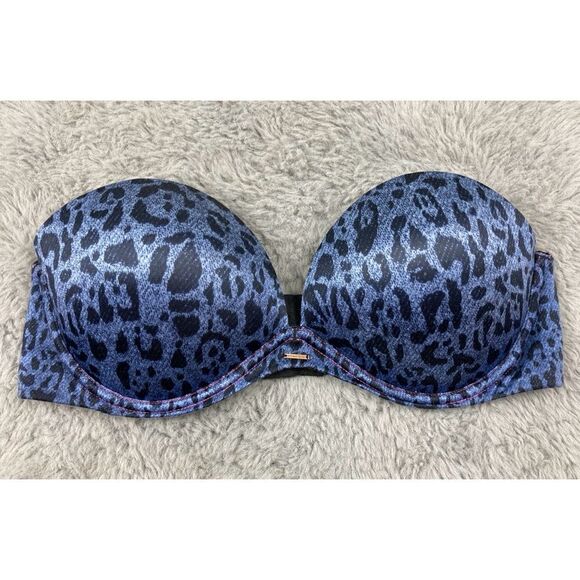 Victoria’s Secret very sexy blue leopard print strapless bra - Picture 1 of 3